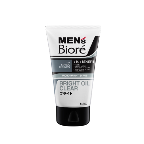 Men's Biore Micro Scrub Sabun Muka Pria Untuk Kulit Kusam Bright Oil Clear Eksfoliasi 100 gr - Facia