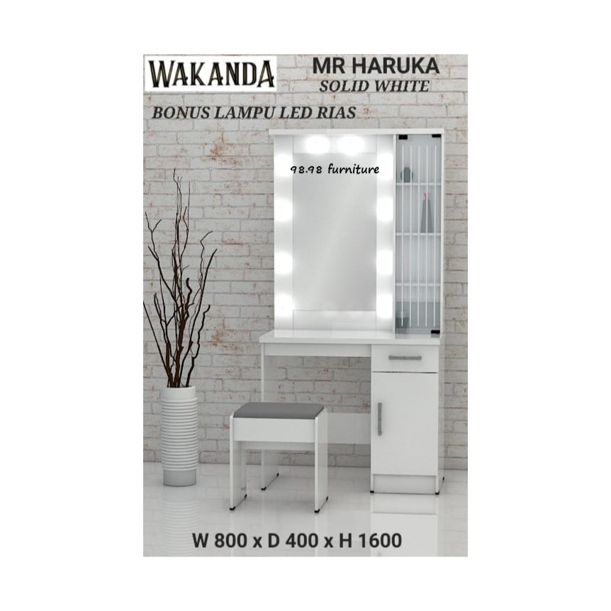 Meja Rias Minimamlis Putih Lampu LED - Medan