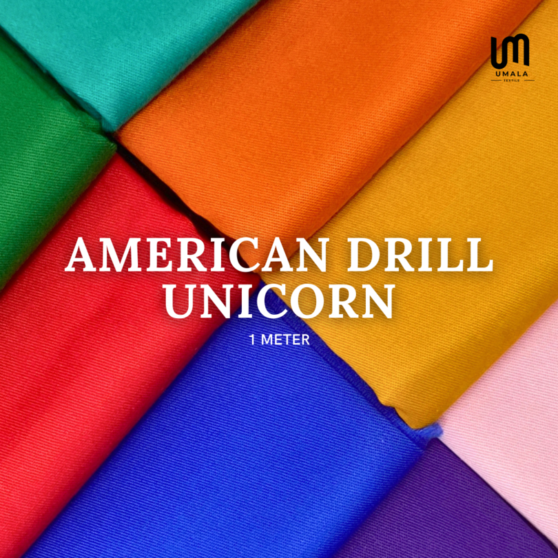Kain Twill Drill American Drill Unicorn Unione 1 Meter - TR Twill Polos Seragam Celana Kantor Formal