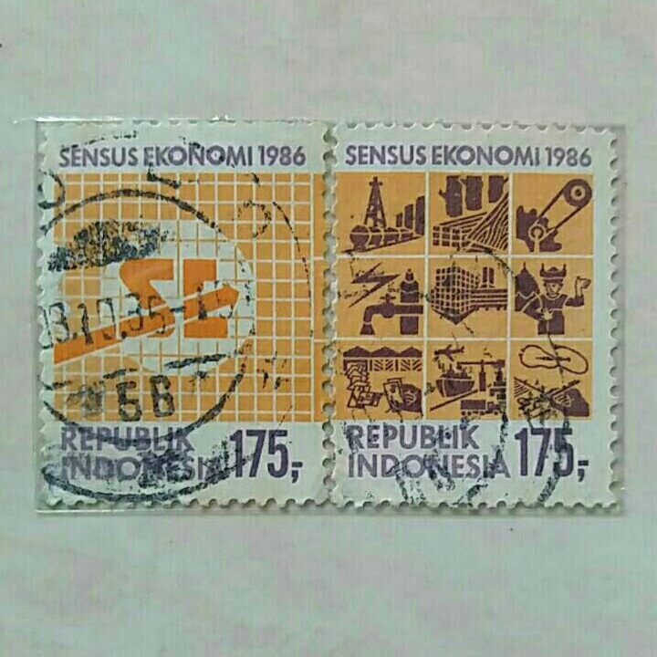 

(AB) Perangko Indonesia 1986 Sensus Ekonomi Set Lengkap 2pcs Used