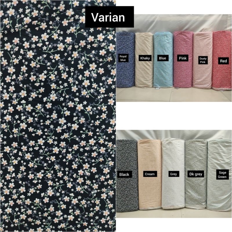 Kain Katun Jepang Motif Bunga Kecil