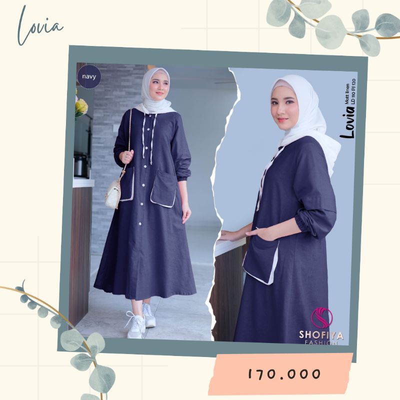 lovia dress by shofiya fashion/sfs/gamis polos murah/midi cod