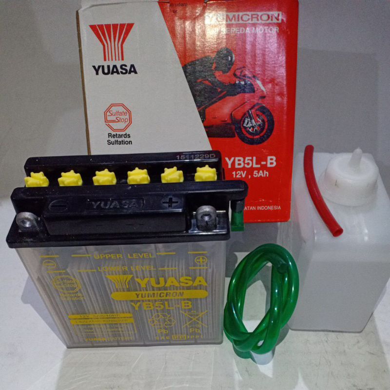 Accu YUASA Aki Basah YB5L-B 12V/5Ah Aki Basah Supra x Vega Mio