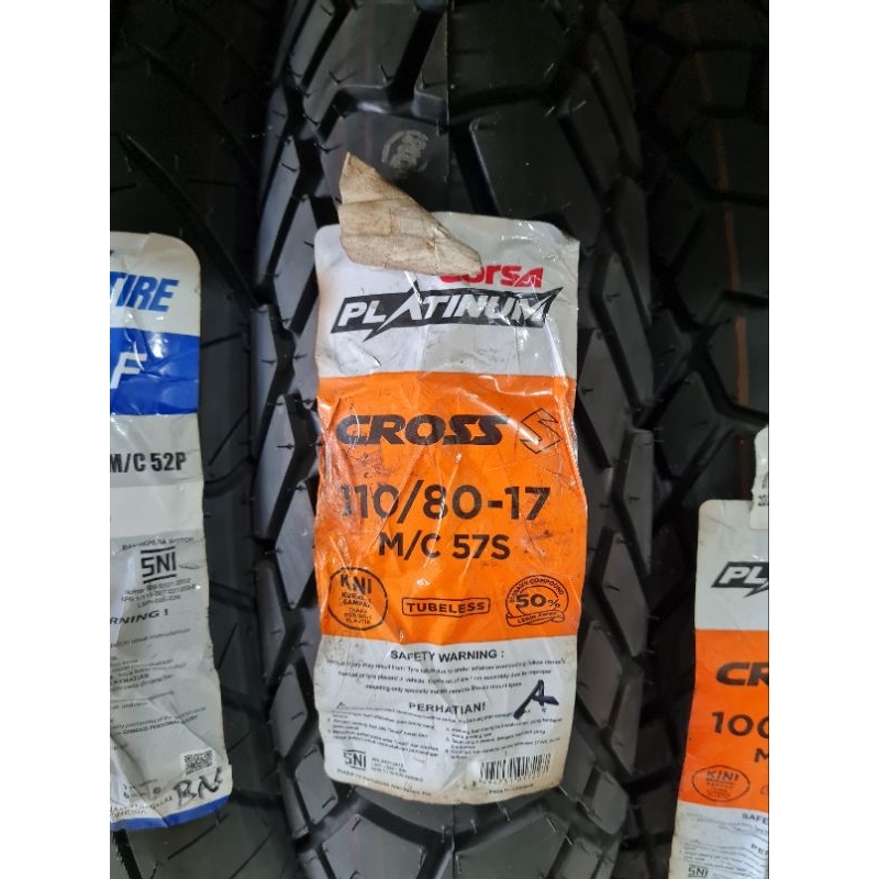 Ban CORSA CROSS S Ukuran 110/80-17 (Tubeless Ring 17") BEBEK / TRAIL / SPORT - FREE PENTIL