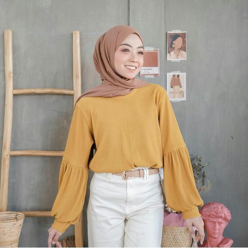 KAOS RIB TANGAN BALON - KAOS RIB PREMIUM LENGAN BALON - PUFFY BASIC TEE