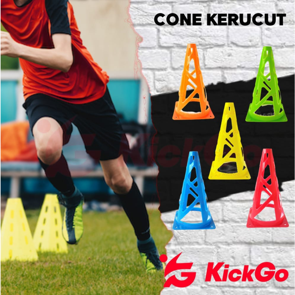 KickGO Cone Kerucut Olahraga Alat Latihan Corong Sepak Bola Rintangan latihan PVC Tinggi 22 Cm