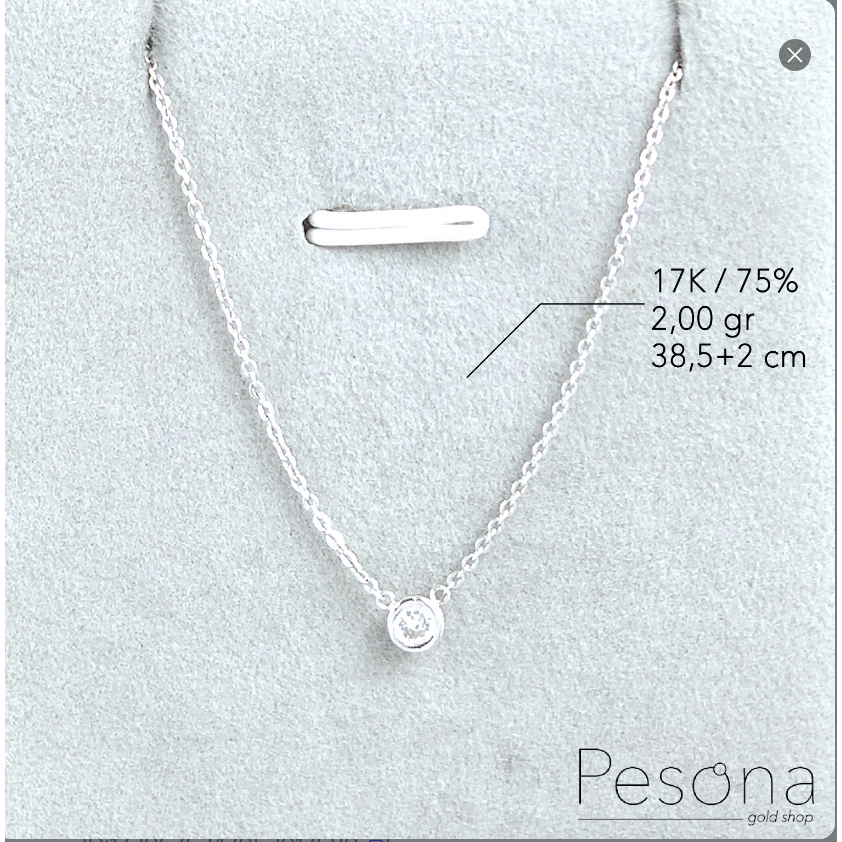 KALUNG KOYEK EMAS PUTIH MODEL SOLITAIRE 38,5+2 cm | 17K | 2,00 gram