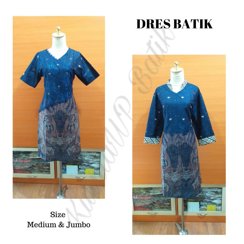 Dress Batik Biru Dongker