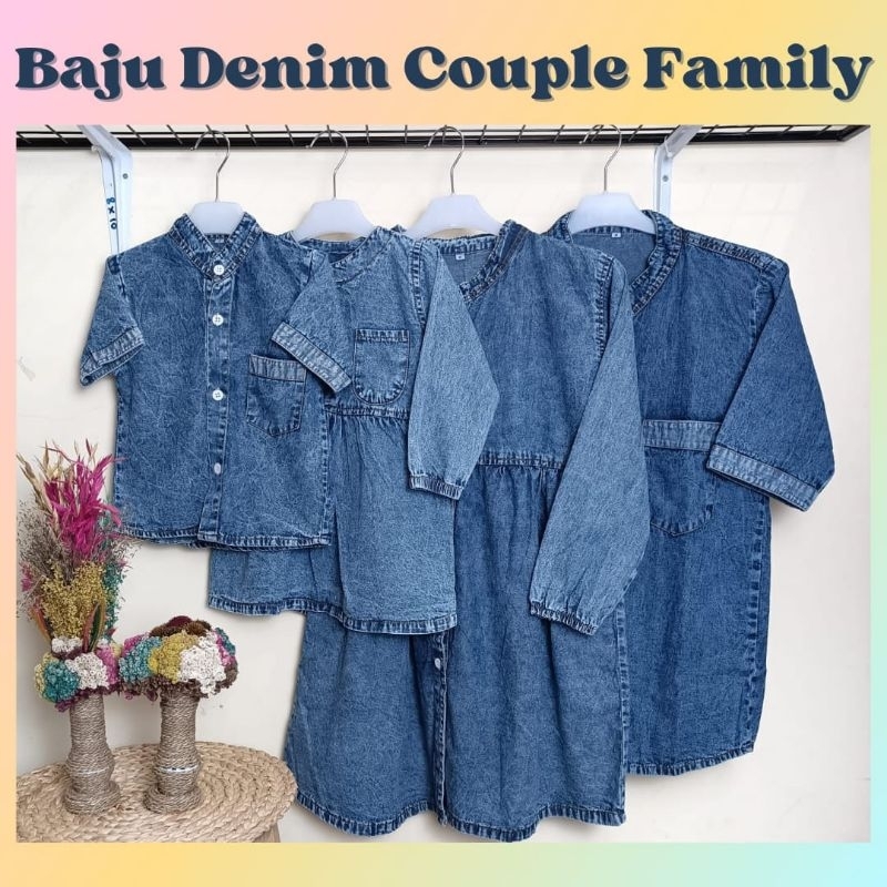 Baju Kemeja Dress Jeans Couple Keluarga Anak Dan Dewasa