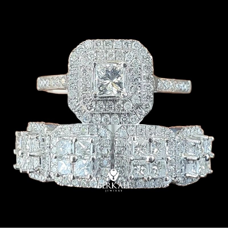 Cincin Fashion Wanita Emas Putih Berlian Asli Eropa Bersertifikat