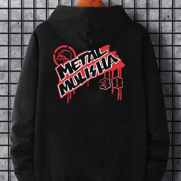 Jaket Hoodie Metal Mulisha Skull Hoodie Hitam Casual Unisex Bahan Katun
