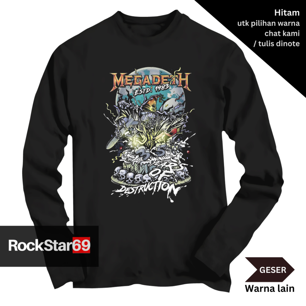 Kaos Band  Tangan Panjang Megadeth  Size XS - 7XL Bigsize JUMBO BIG SIZE long Sleeve Premium