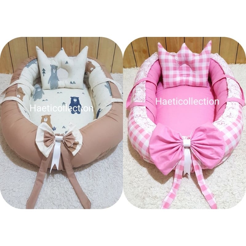 Baby Nest Kasur Bayi Baby Oval Perahu Lonjong Bulat Motif Cowok Cewek Unisex Polosan Custom Kado Lah