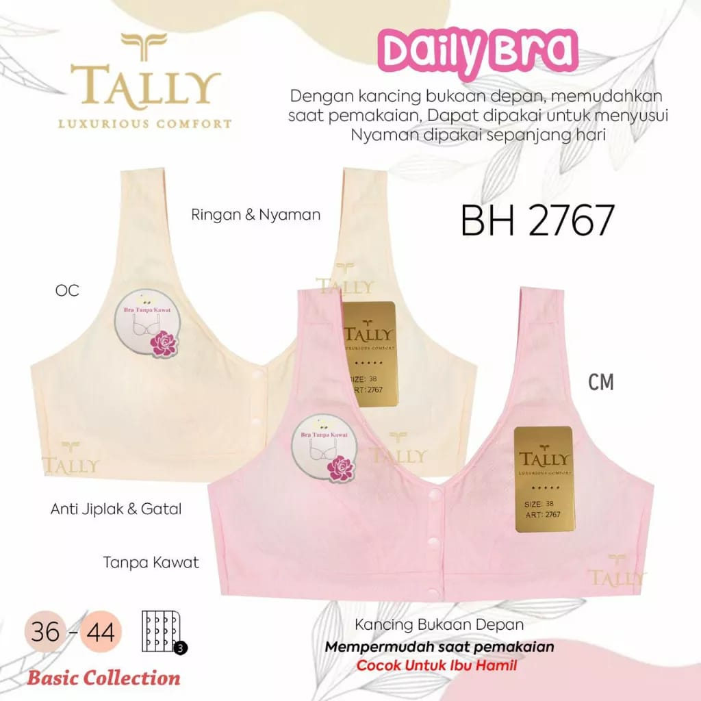 TALLY BRA BH KANCING DEPAN 2767 | CUP B BESAR | TANPA BUSA | TANPA KAWAT