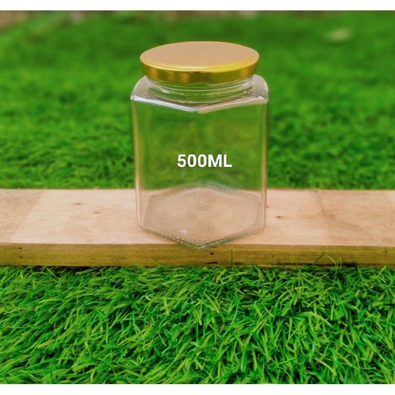 GLASS JAR KACA HEXAGONAL 500ML