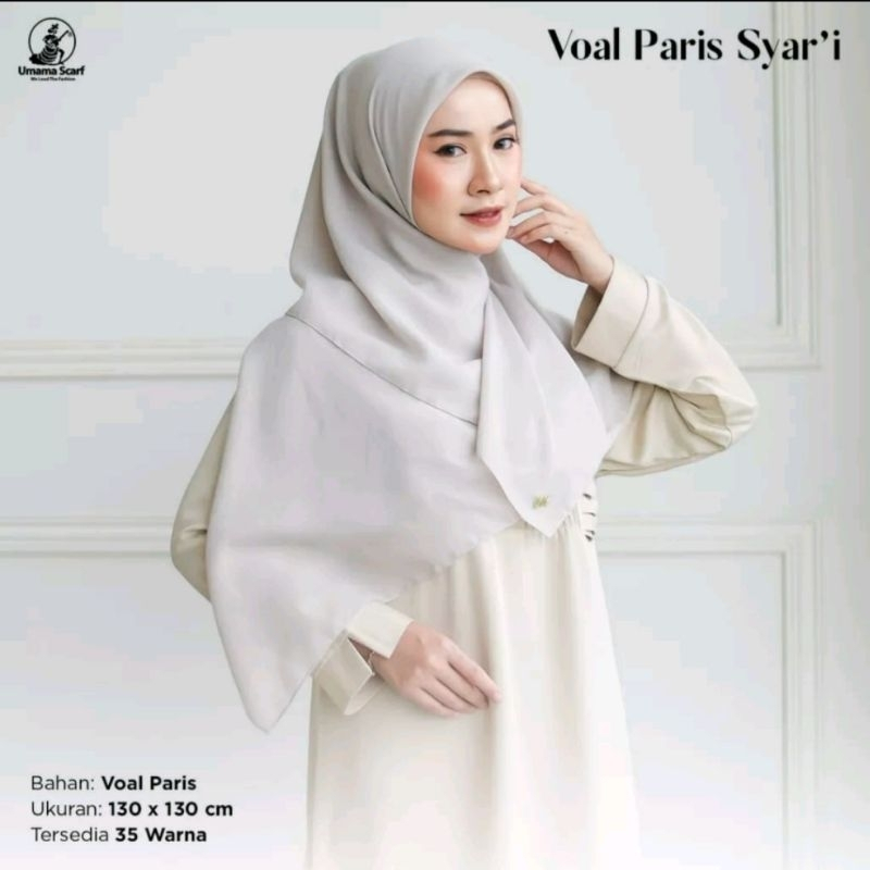 Hijab Jilbab Segi empat voal paris jumbo 130 x 130 cm by umama