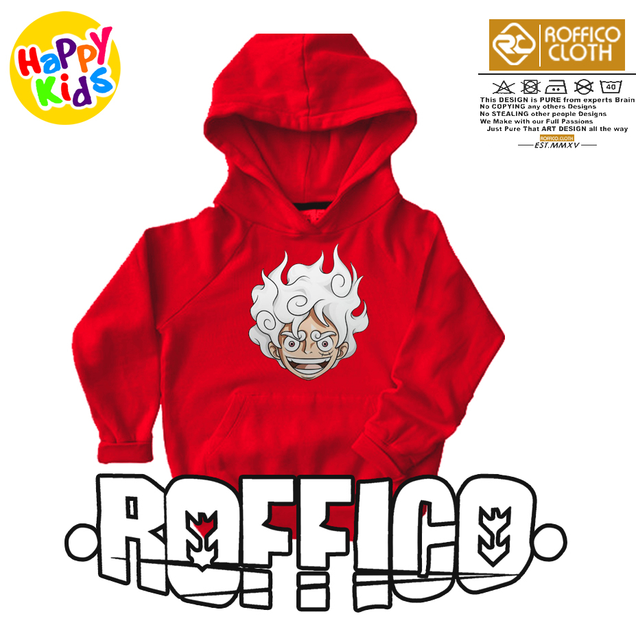 JAKET HOODIE ANAK ANIME LUFFY GEAR 5 - ROFFICO CLOTH