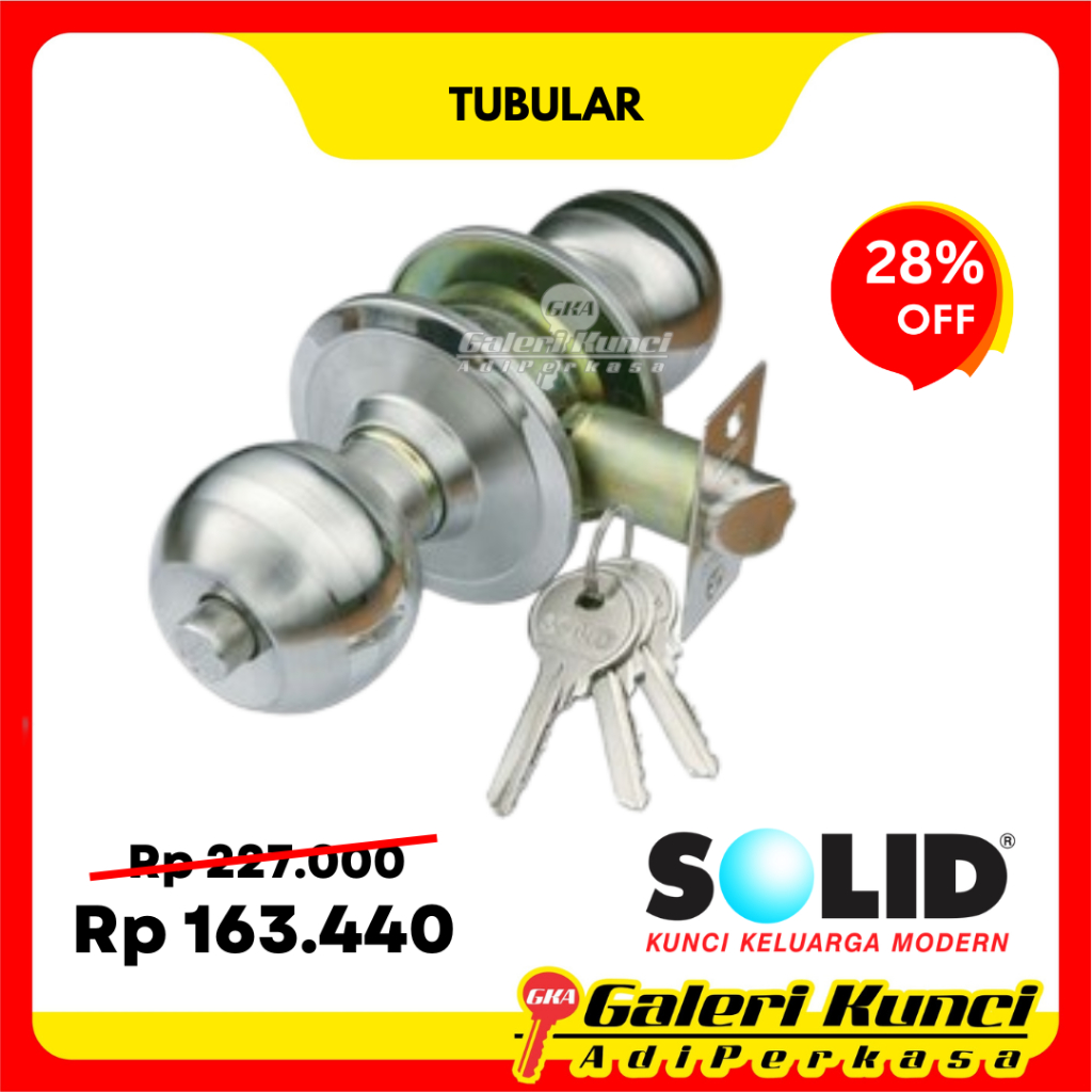 Handle Pintu SOLID SLD C604 X 400 US32+US32D Tubular Kunci Kamar Mandi