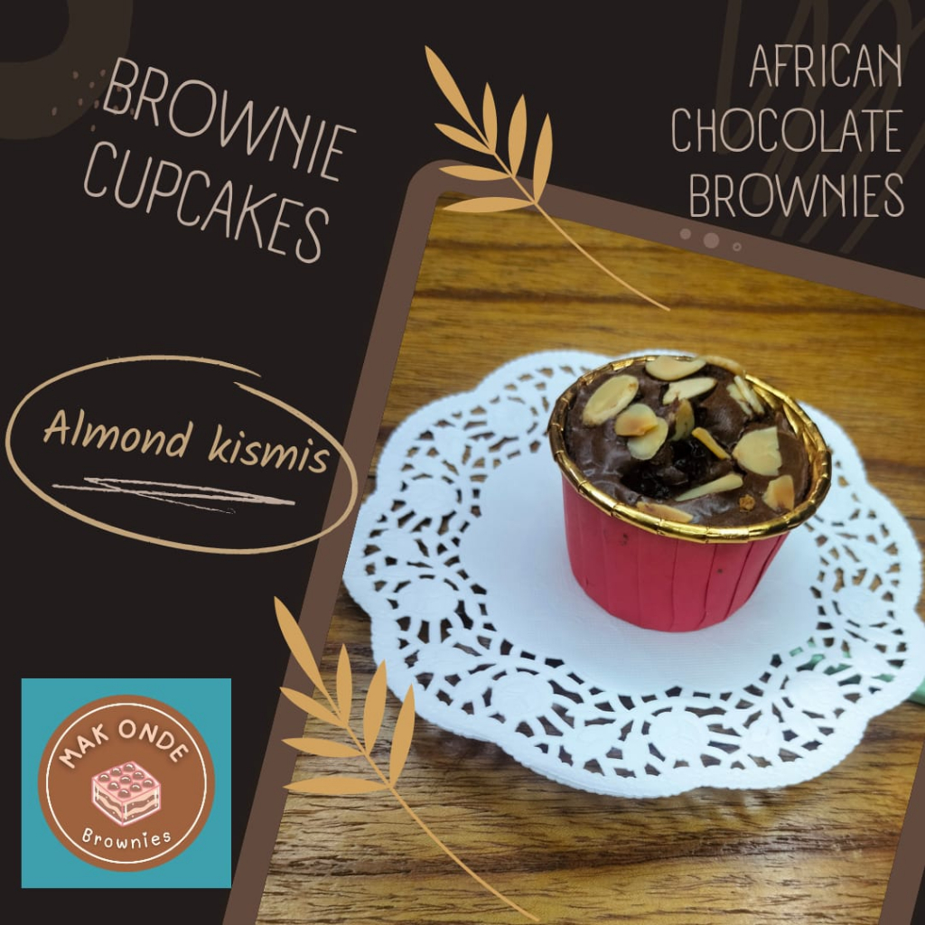 

Brownis Panggang Cup Topping Almond Kismis (Isi 4 cup) by Mak onde