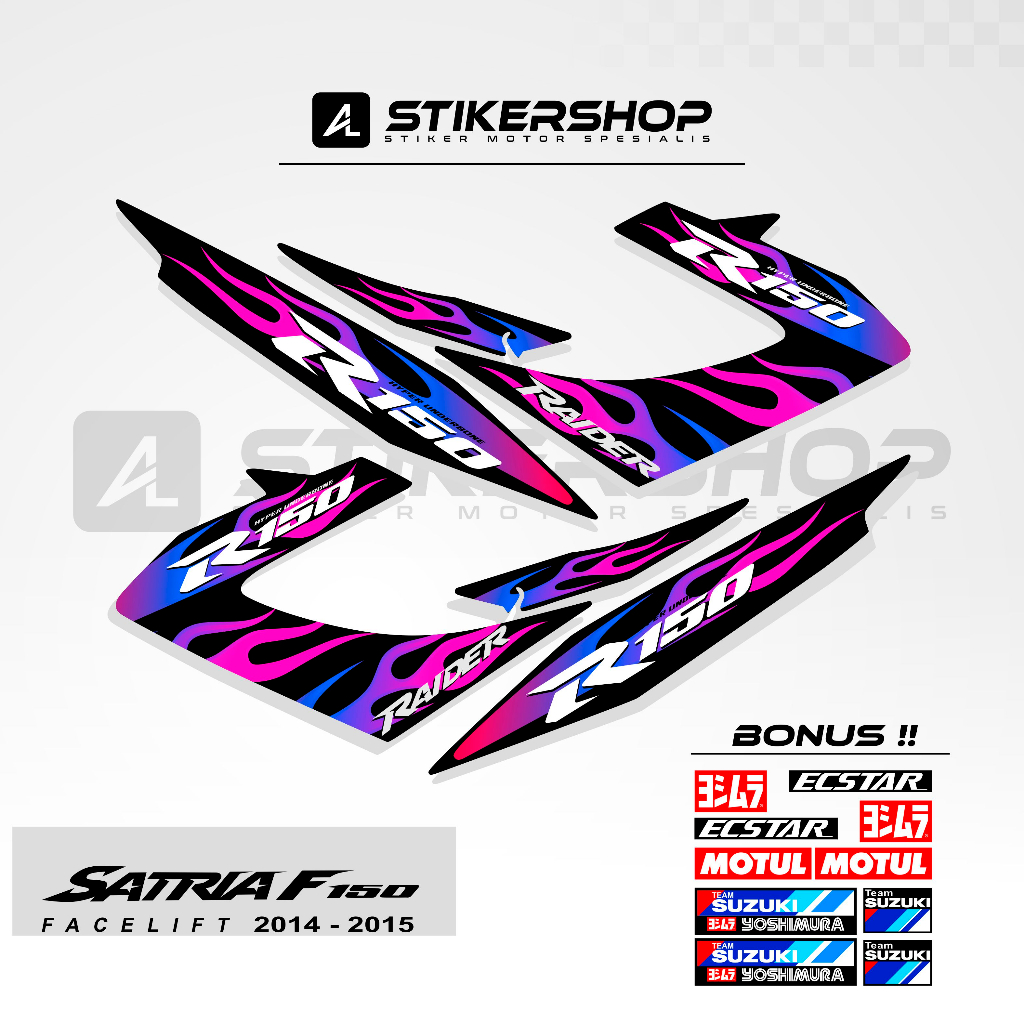 STRIPING SATRIA FU FACELIFT 2014 - 2015 GRAFIS TRIBAL FIRE COMBO COLOR 001
