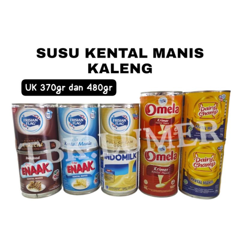 

SUSU KENTAL MANIS KALENG PUTIH DAN COKLAT 370gr DAN 480gr/CAP ENAAK/FRISIAN FLAG/INDOMILK/OMELA/DAIRY CHAMP/PUTIH/COKLAT/GOLD/krimer kental manis/creamer