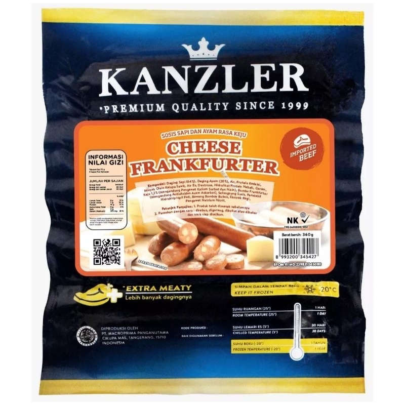 

Kanzler Cheese Frankfurter 360g Sosis Ayam dan Sapi Rasa Keju