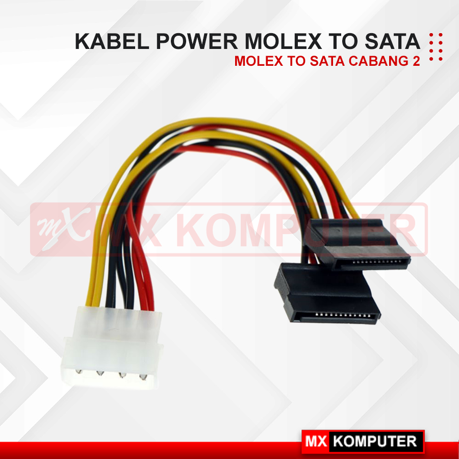 Kabel Molex 4pin Male To Dual Sata Power 15pin Female
