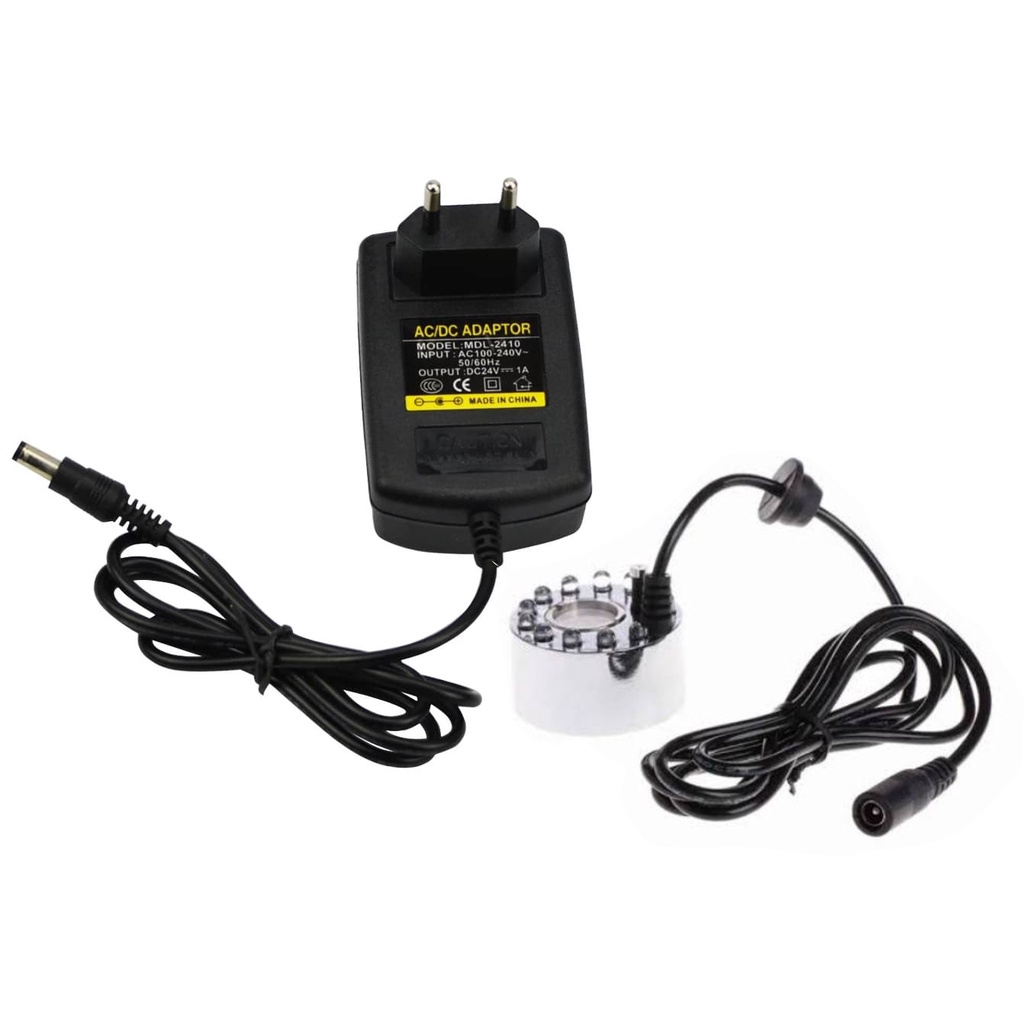 Pelove_Night Mesin Kabut Mist Maker 20Mm Stenlis Dan Adaptor 24V 1A Mist Maker Hitam Mist Maker Led