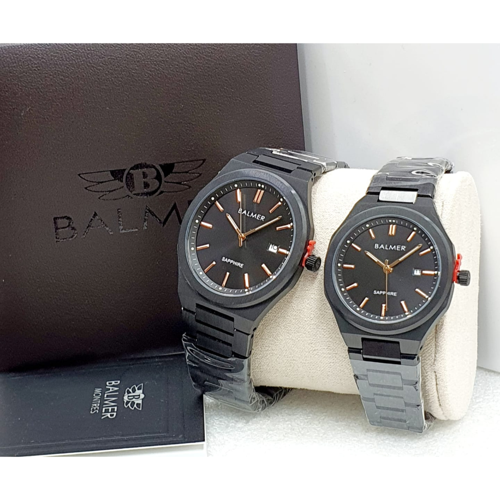 Jam Tangan Balmer 2710 Black Couple Sapphire Original