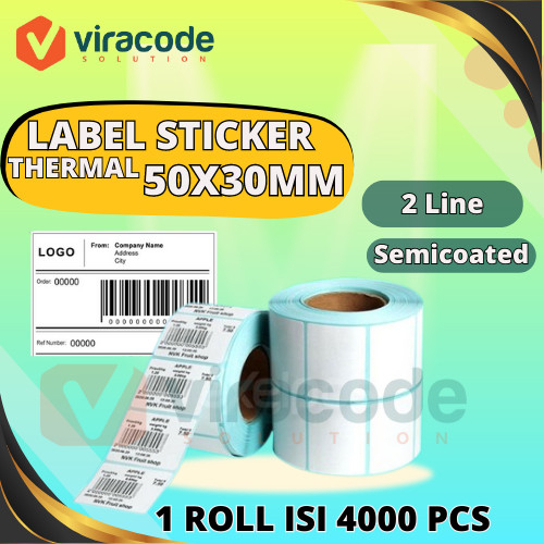 

LABEL STICKER BARCODE SEMICOATED STIKER 50x30MM 2 LINE ISI 4000