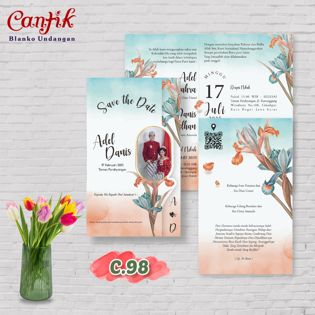 Blangko Undangan Cantik 98 | Blangko Undangan Nikah | Undangan Khitan | Kertas Undangan Kosong Murah