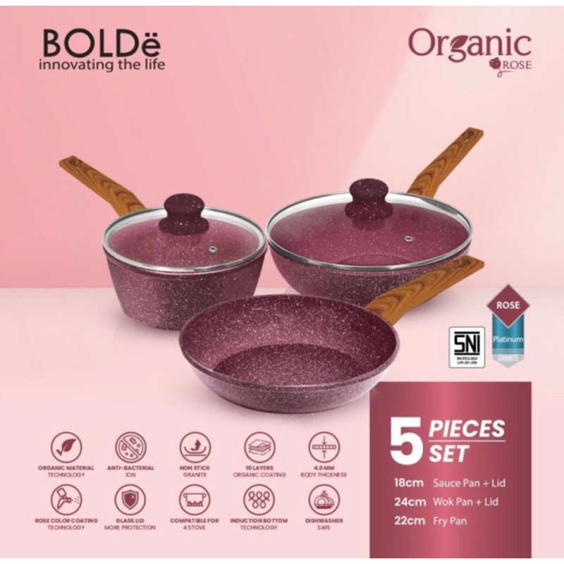 Bolde Super Pan Organic Set Rose - Wajan Set Bolde | Wajan Granite
