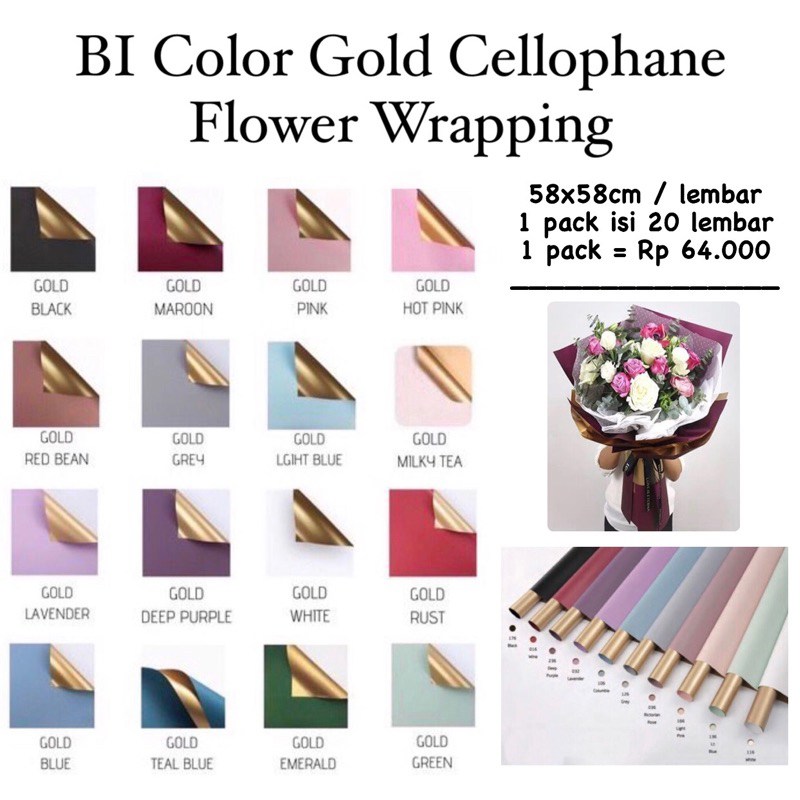 

Kertas Cellophane Buket Bunga [Gold Color] Flower Wrapping Paper Celophane / Chellophane Murah untuk Snack Uang
