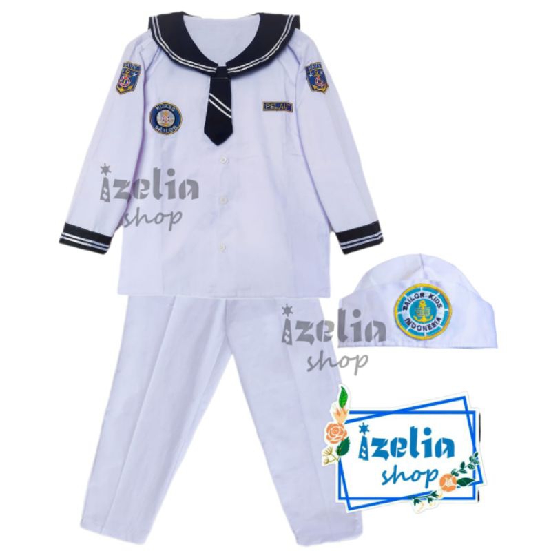 Kostum Popeye Pelaut - Baju Profesi Nahkoda Anak