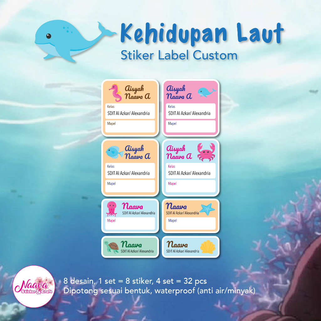 

STIKER LABEL BUKU CUSTOM NAMA ANAK COMBO 2 - KEHIDUPAN LAUT