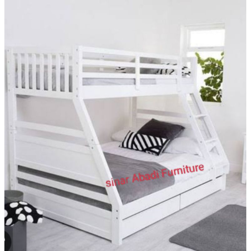 tempat tidur anak tingkat+2laci bawah kasur size 90×200×180