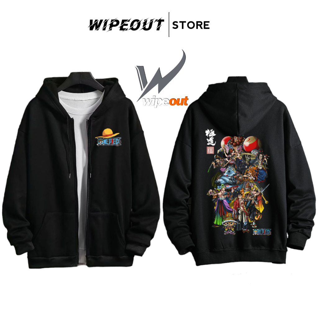 Promo Cod Hoodie Pria One Piece Luffy Zipper Hoodie ONE PIECE x Wipeout
