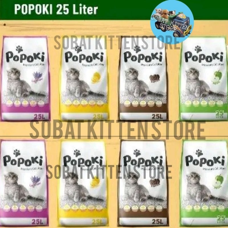 NEW- PASIR KUCING WANGI GUMPAL BENTONITE POPOKI 25LITER PASIR POPOKI 25LITER PASIR KUCING GUMPAL