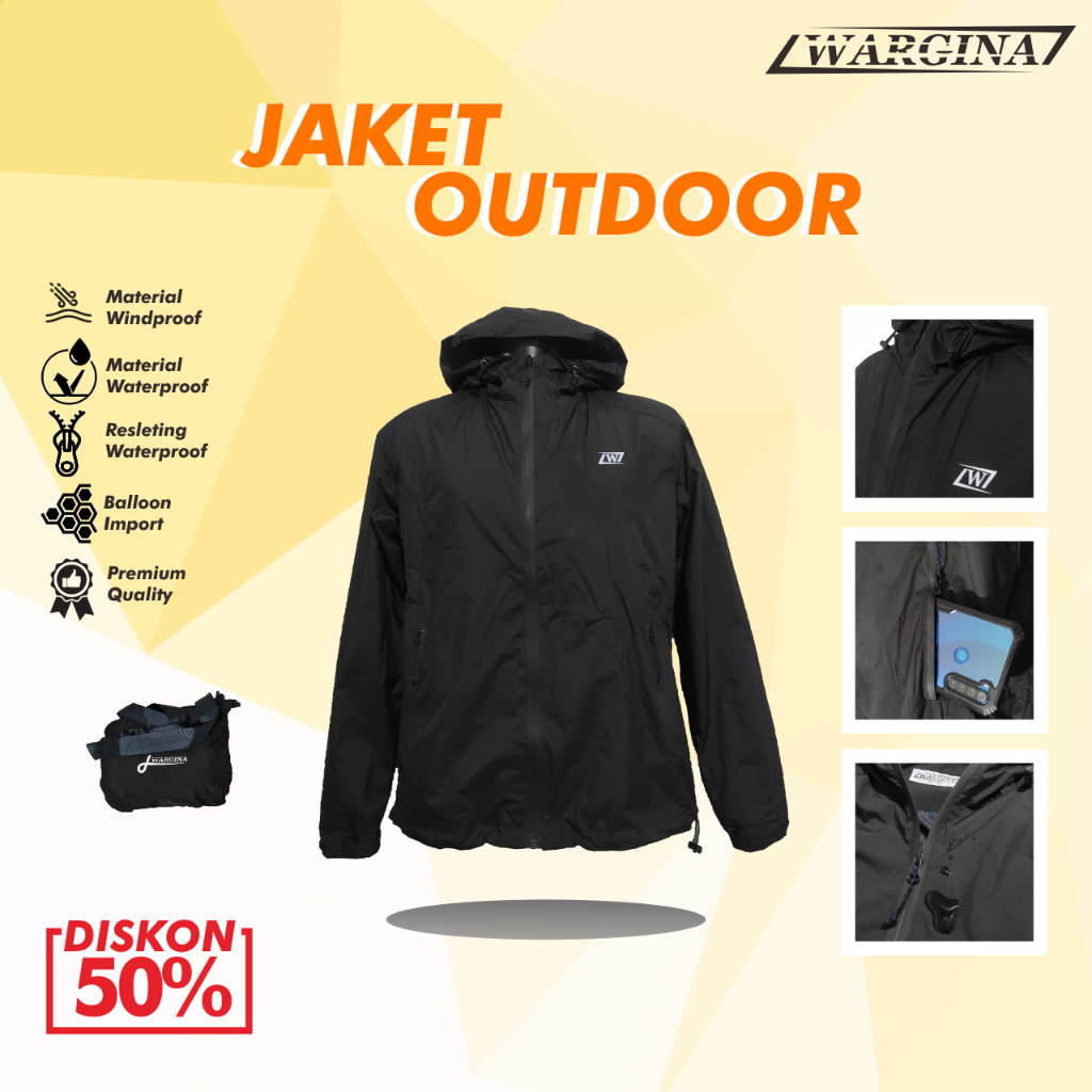 Jaket Outdoor Stylish Multi Fungsi Pria dan Wanita Bahan Balloon Import Waterproof Windproof Premium