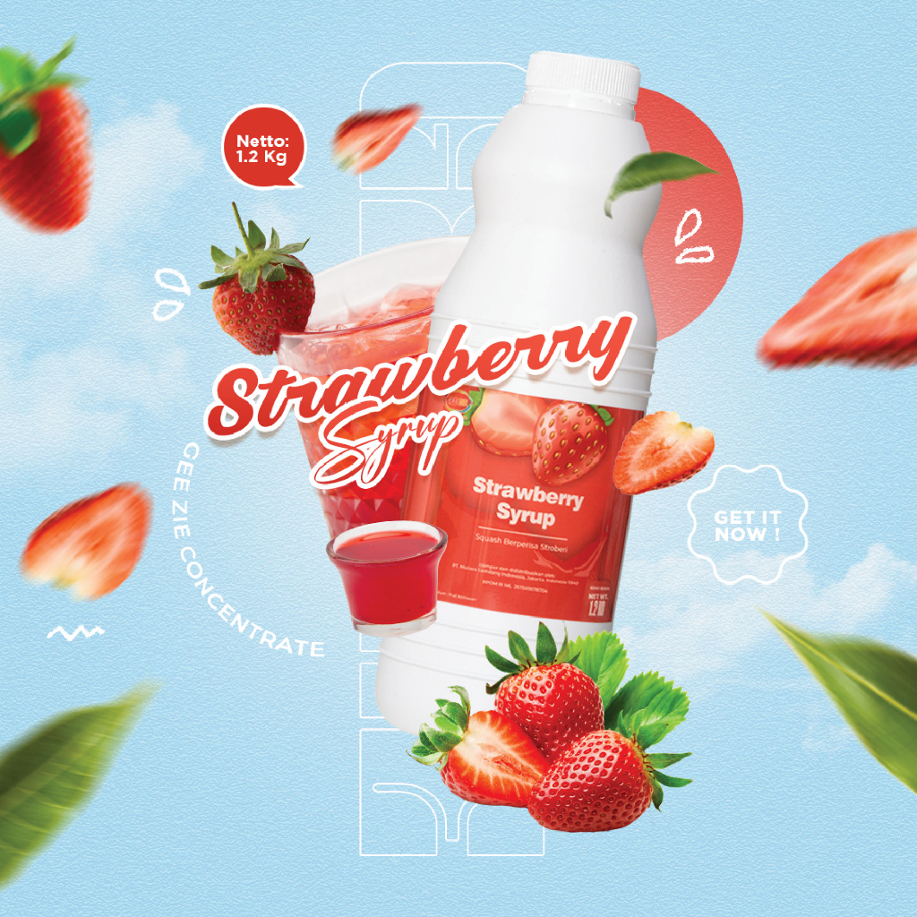 

Sirup Minuman Rasa Strawberry Gee Zie Concentrate 1,2kg