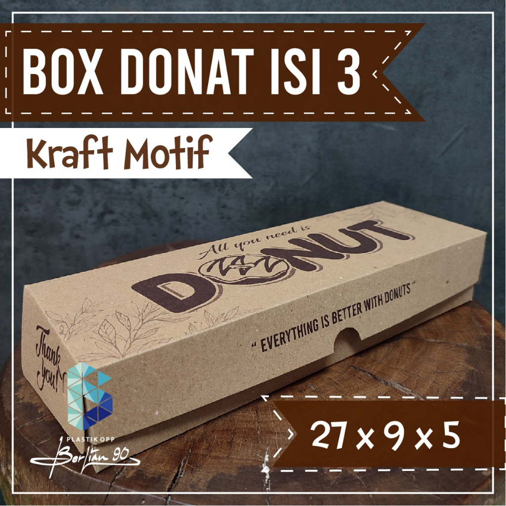 

Kotak Donat Isi 3 Motif Kraft Isi 50 Pcs Terbaru / Dus Donut isi 3 / Dus Brownies