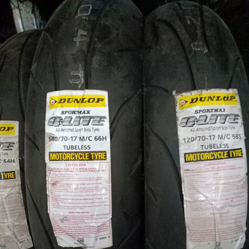 ban dunlop Q-lite ring 17 sepasang depan dan belakang ukuran 120-70/17 dan 140-70/17