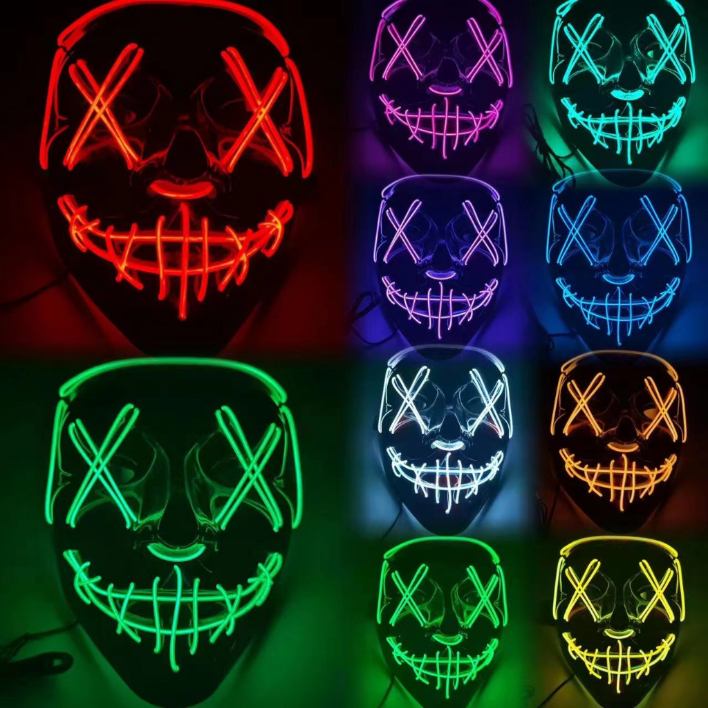 LOZTOYS (Baterai tidak termasuk) Topeng Scary LED Aneka Warna Cosplay Topeng Masker Halloween