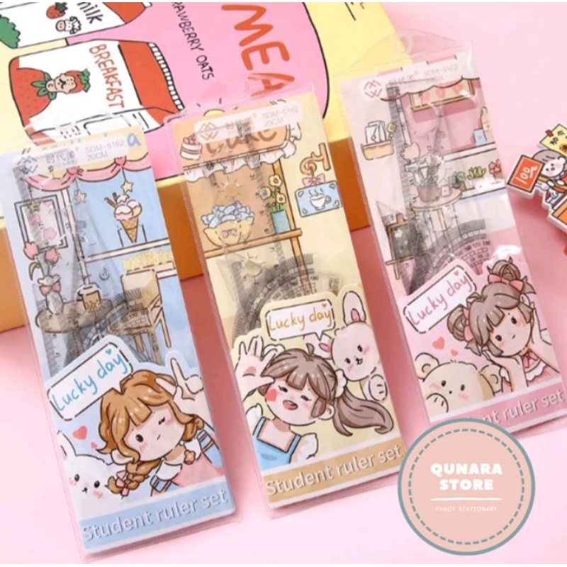 

Penggaris Set Dompet Iso 4 Pcs Karakter Momo Sanrio / Alat Tulis Penggaris