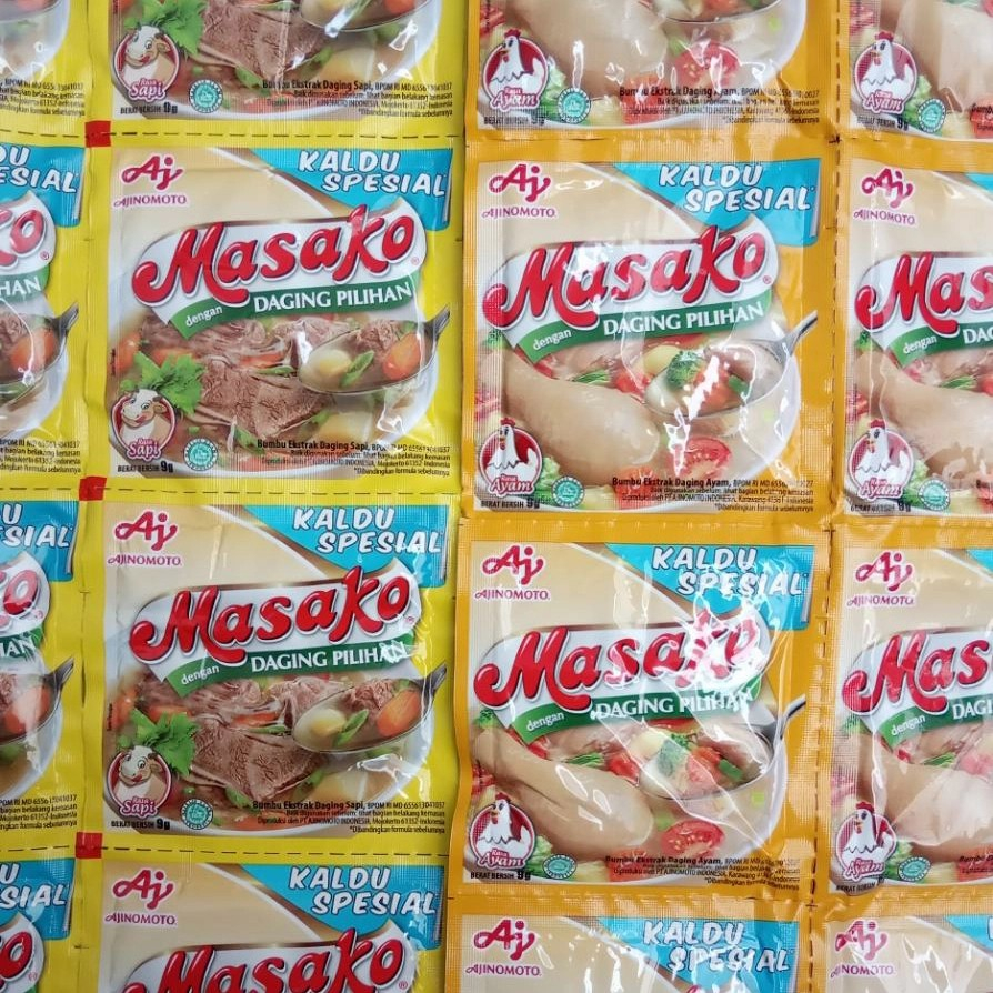 

Masako Bumbu Kaldu Sapi-Ayam Kemasan Renceng Isi 12 Pcs