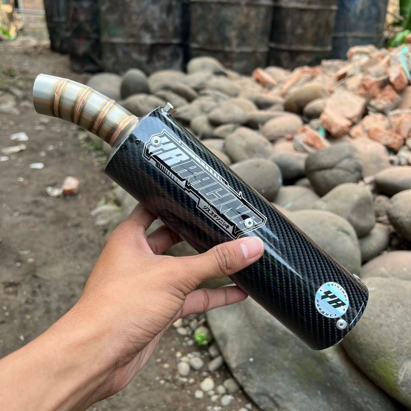 Silincer Knalpot ORIGINAL YR RACING Carbon (A6) 20CM Untuk Ninja 150 SS R RR Vespa FizR Satria