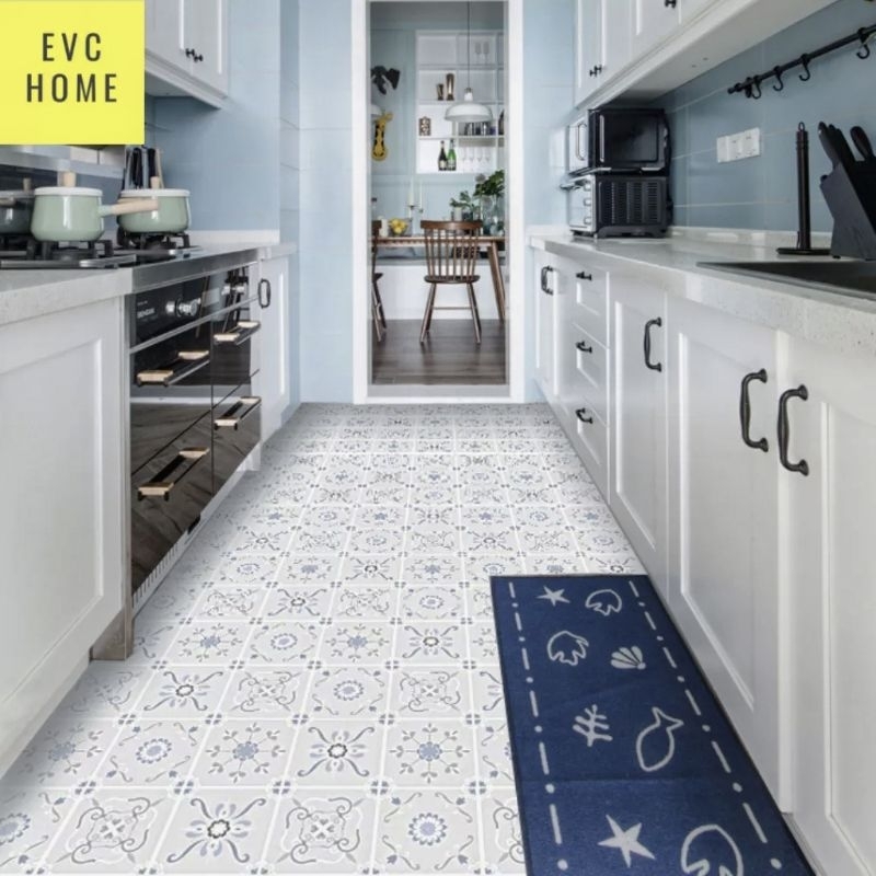 3d Roll Wallpaper korea Lantai kamar mandi waterproof Anti slip bertekstur motif batik bunga