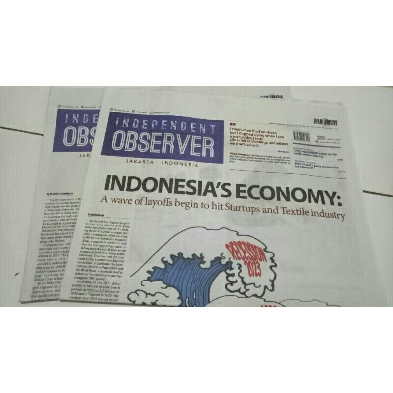 (SATUAN) Koran Bekas Koran Bahasa Inggris Independent Observer