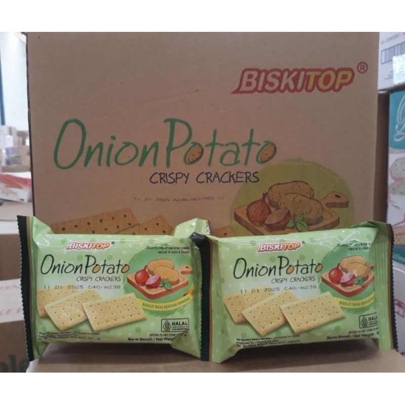 

Biskuit top Onion potato harga per dus isi 24 pcs
