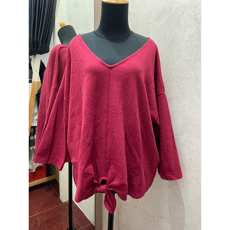 Blouse merah sabrina big size